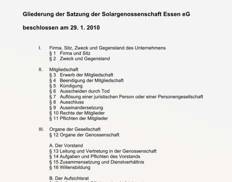 Unsere Satzung